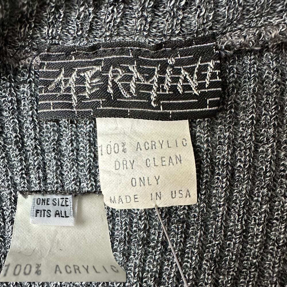 Vintage Mermini Patchwork Appliqué Split Collar Sweater One Size (S-XL), Gray - Picture 12 of 13